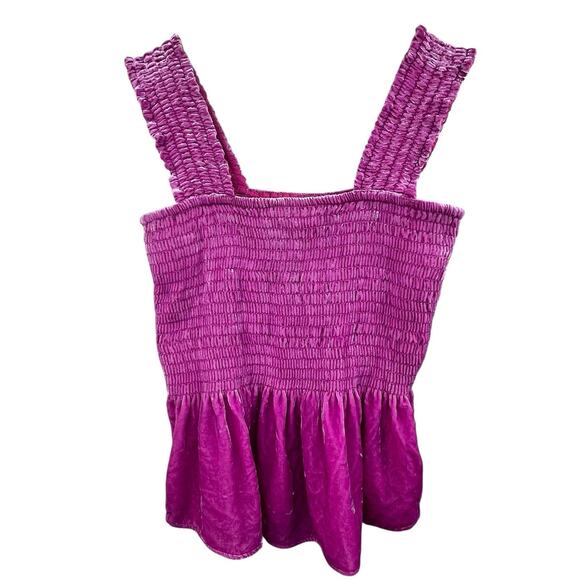 Anthropologie Pink Smocked Velvet Babydoll Tank Size S - Picture 2 of 10